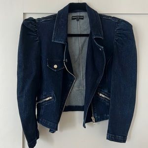 Generation Love Dark Denim Motorcycle Jacket with Puff Sleeve Size XS NEVER WORN